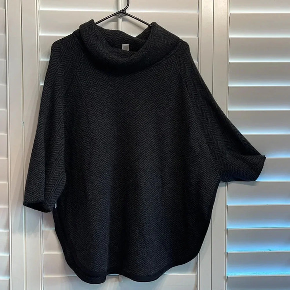 LOFT Cowl Neck Poncho, black - Picture 1 of 6